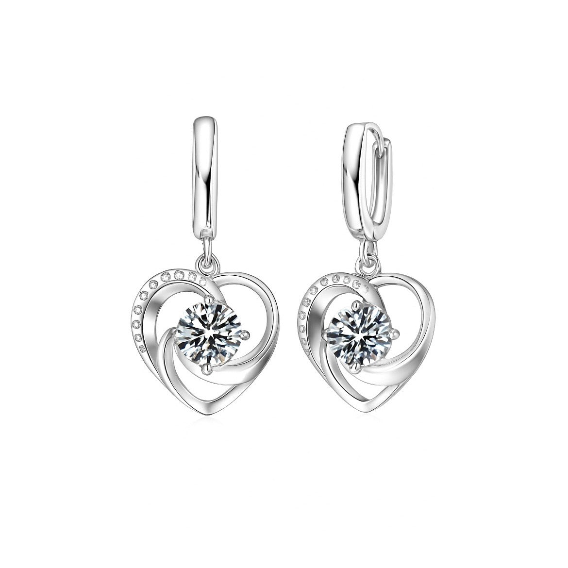 Luminous Hearts Silver Earrings