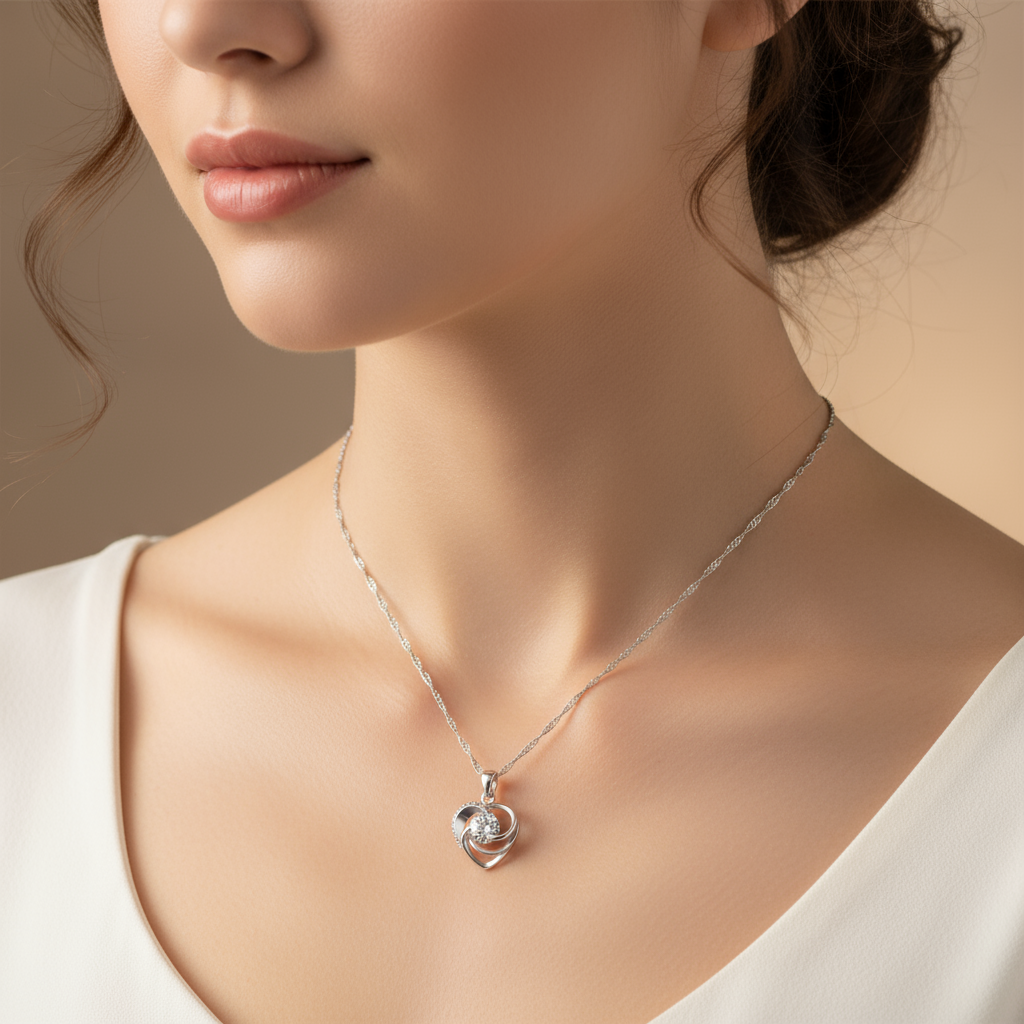 Luminous Hearts Silver Necklace - realistic small size