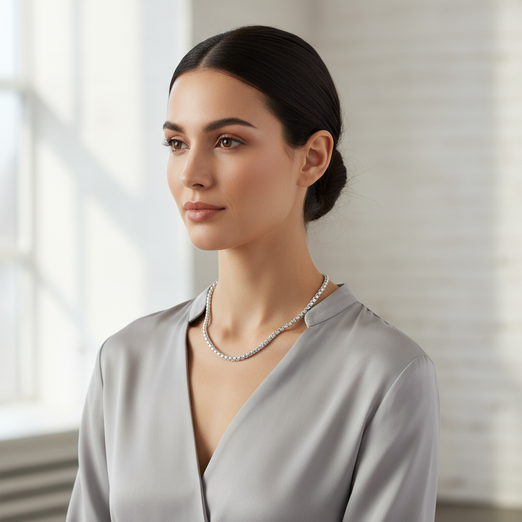 Éterna Silver Chain on woman - lifestyle